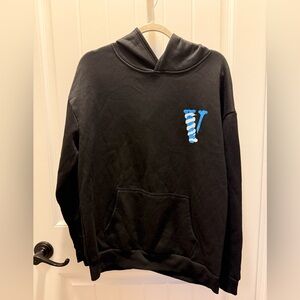 SHEIN Black Pullover Hoodie with Blue Chest Accent - Men’s (M)